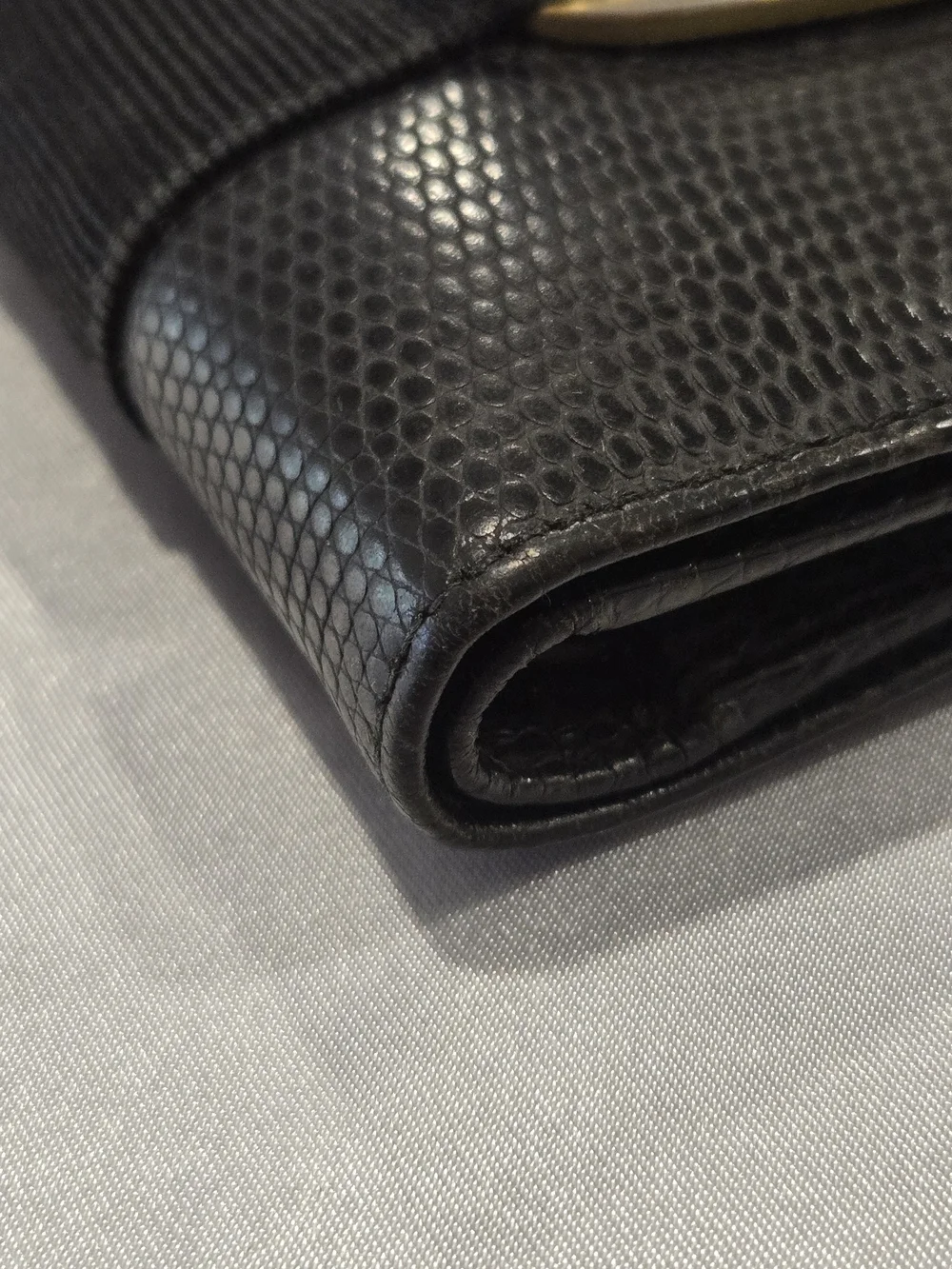 Salvatore Ferragamo Black Leather Wallet with Gold Logo Plaque